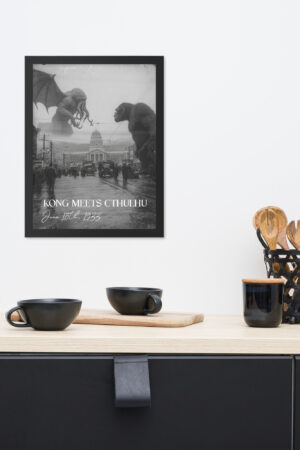 kong vs cthulhu framed photographic poster (12x16)