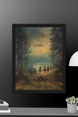 cowboys & ufo's framed canvas print